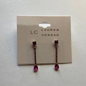 LC Lauren Conrad Pink Rhinestone Drop Earrings